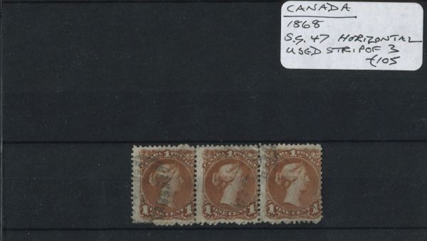 Canada 1868 SG.47 Strip Used