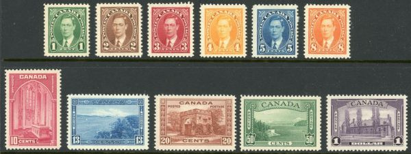 Canada 1937-38 SG.357-367 M/M