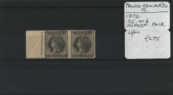 Canada Prince Ed. Is. 1872 SG.41b Imperf Pair U/M