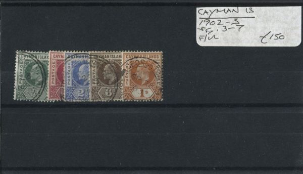 Cayman Islands 1902-3 SG.3-7 F/U