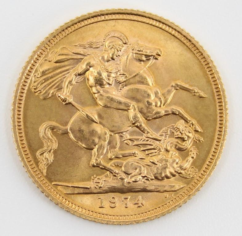 UK 1974 Queen Elizabeth II Sovereign St. George Dragon