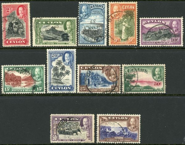 Ceylon 1935-6 SG.368-378 F/U