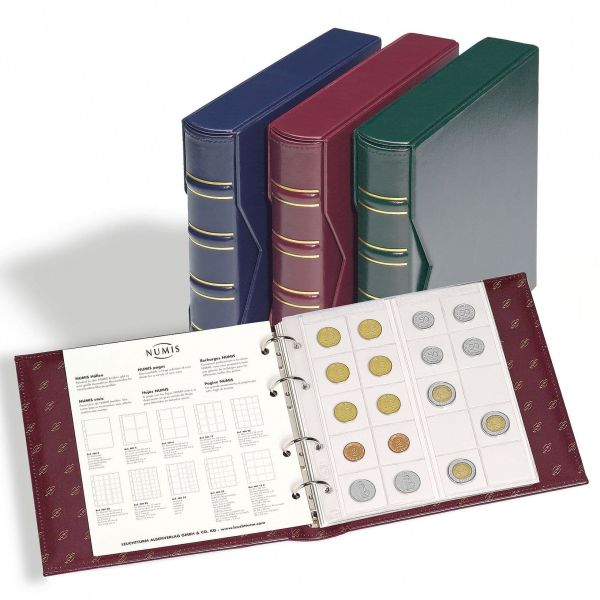 Coin Album Numis with Slipcase, Classic Design, Incl. 5 Different Pockets