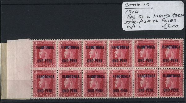 Cook Islands 1919 SG.52b Strip of 24 pairs U/M