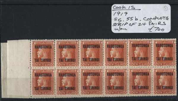 Cook Islands 1919 SG.55b Strip of 24 pairs U/M