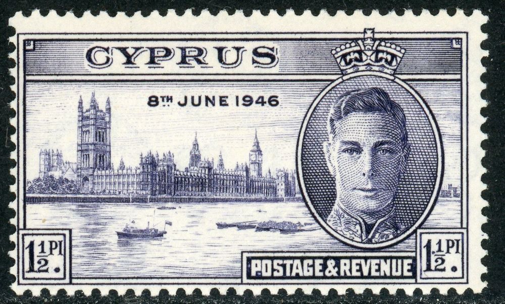 Cyprus 1946 SG.164a U/M variety ''dot between 1 and  in right-hand value tablet''