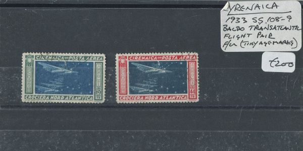 Cyrenaica 1933 SG.108-9 Bacbo Transatianil Flight Pair F/U