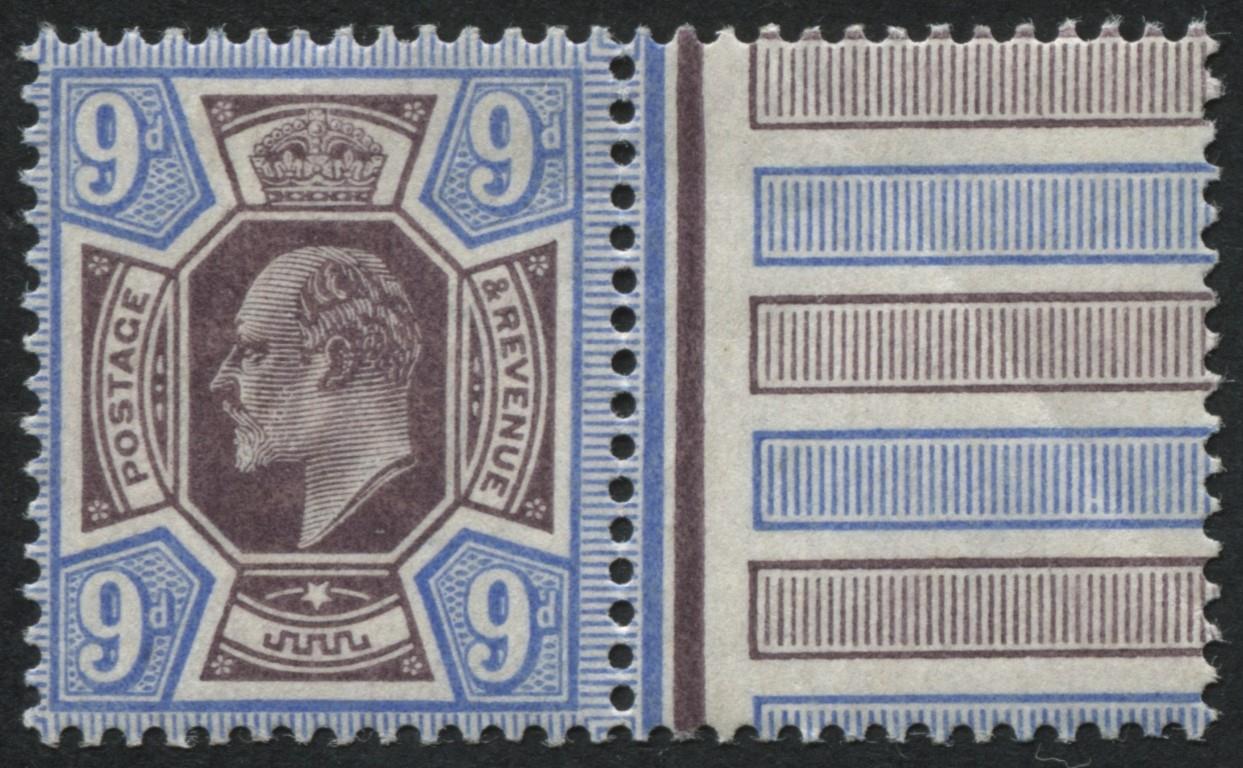 SG251 9d Slate Purple and Ultramarine marginal, U/M