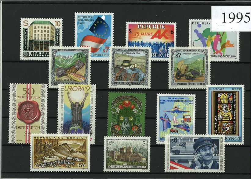 Austria Year Sets 1995 SG2389-2417 - 29 Stamps (+ 3 defs)