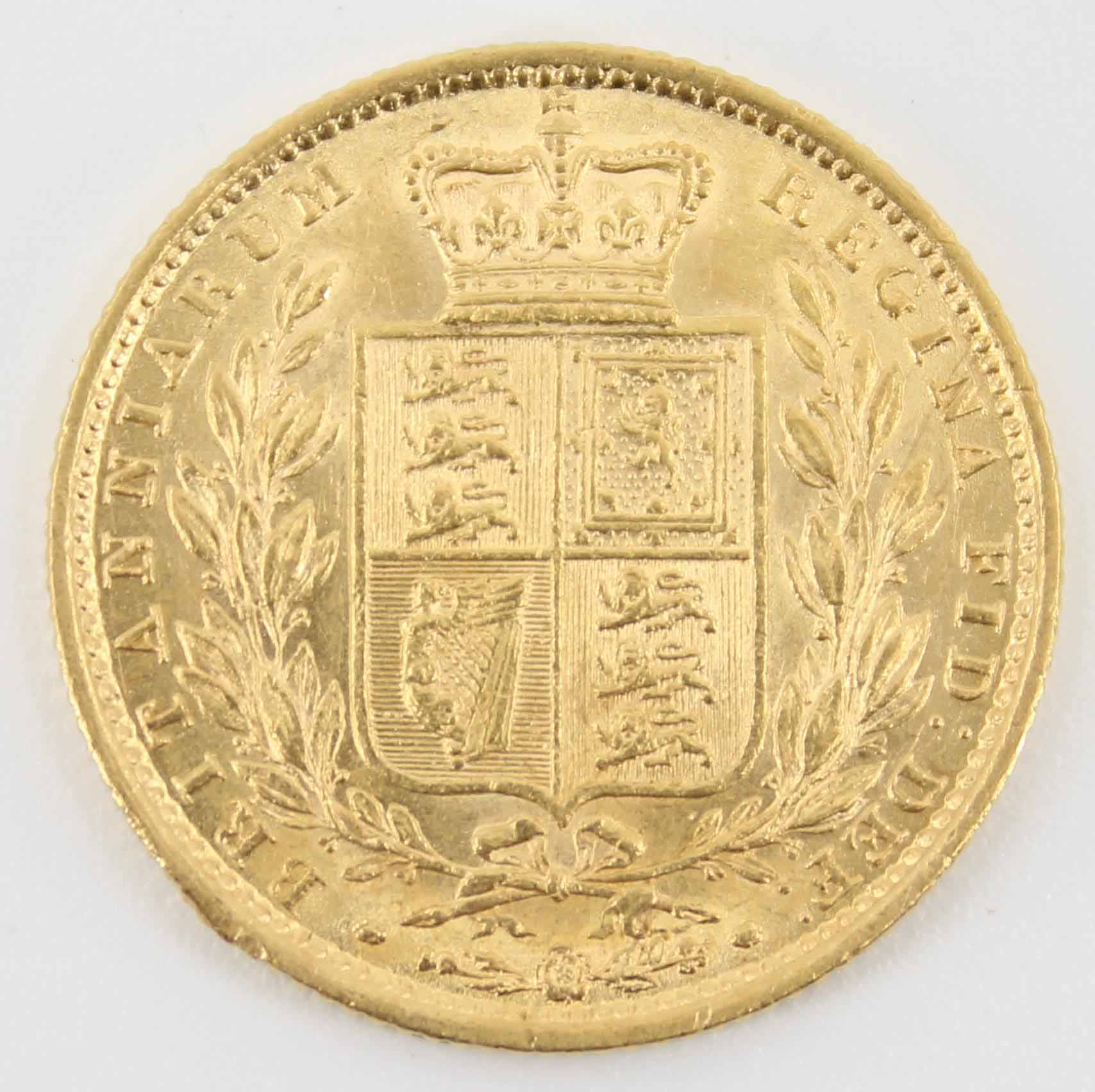 1855 Queen Victoria Sovereign Young Head / Shield Reverse