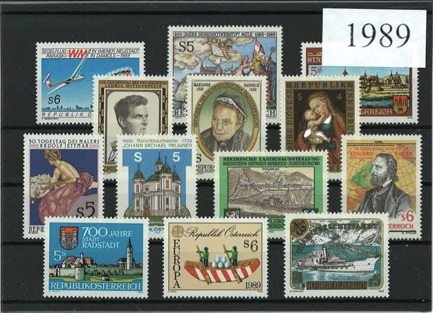 Austria Year Sets 1989 SG2184-2215 - 32 Stamps (+ 2 defs)