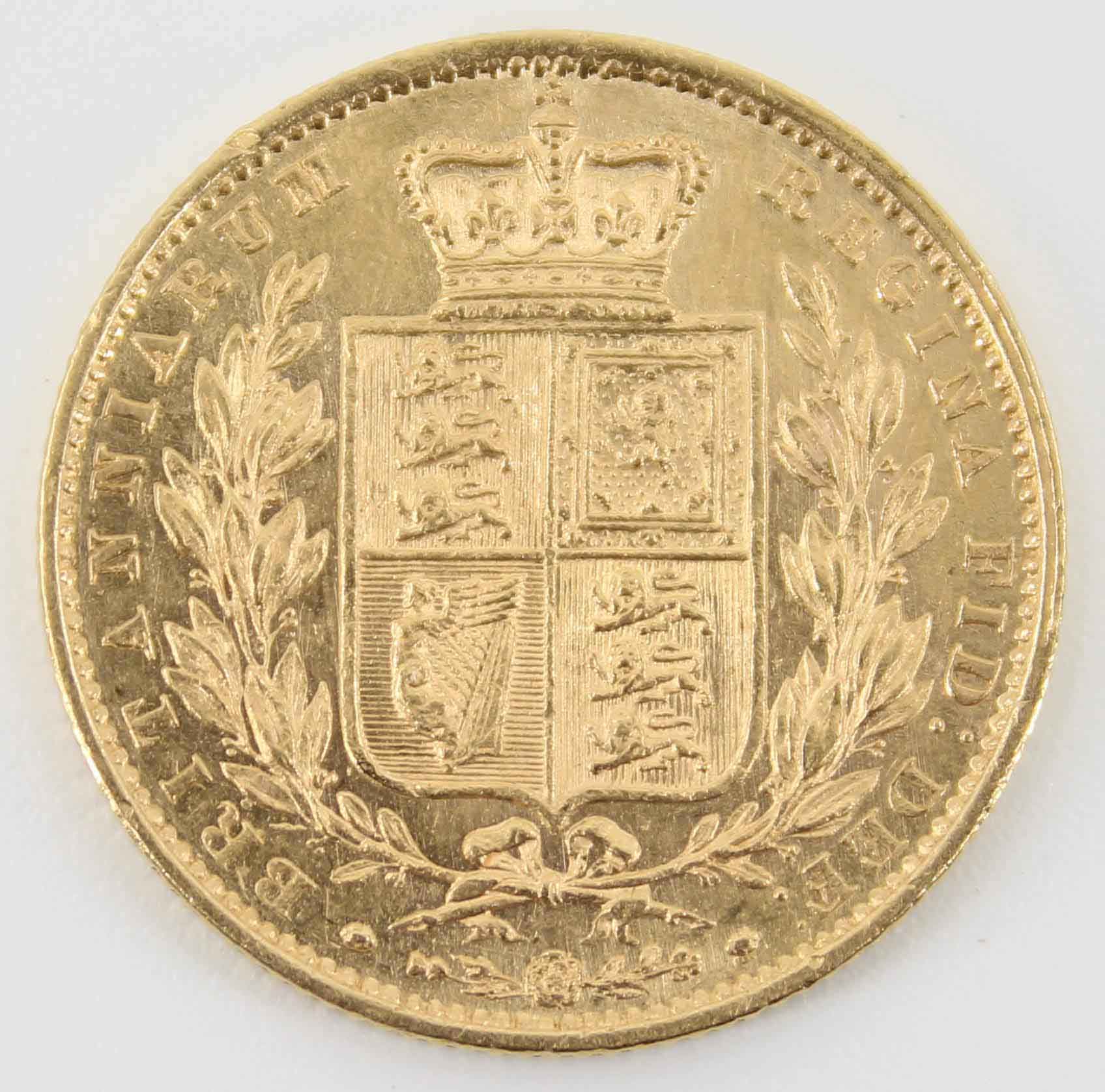 1859 Queen Victoria Sovereign Young Head / Shield Reverse