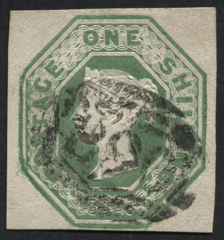 SG56 1/- deep Green, clear margins fine and good