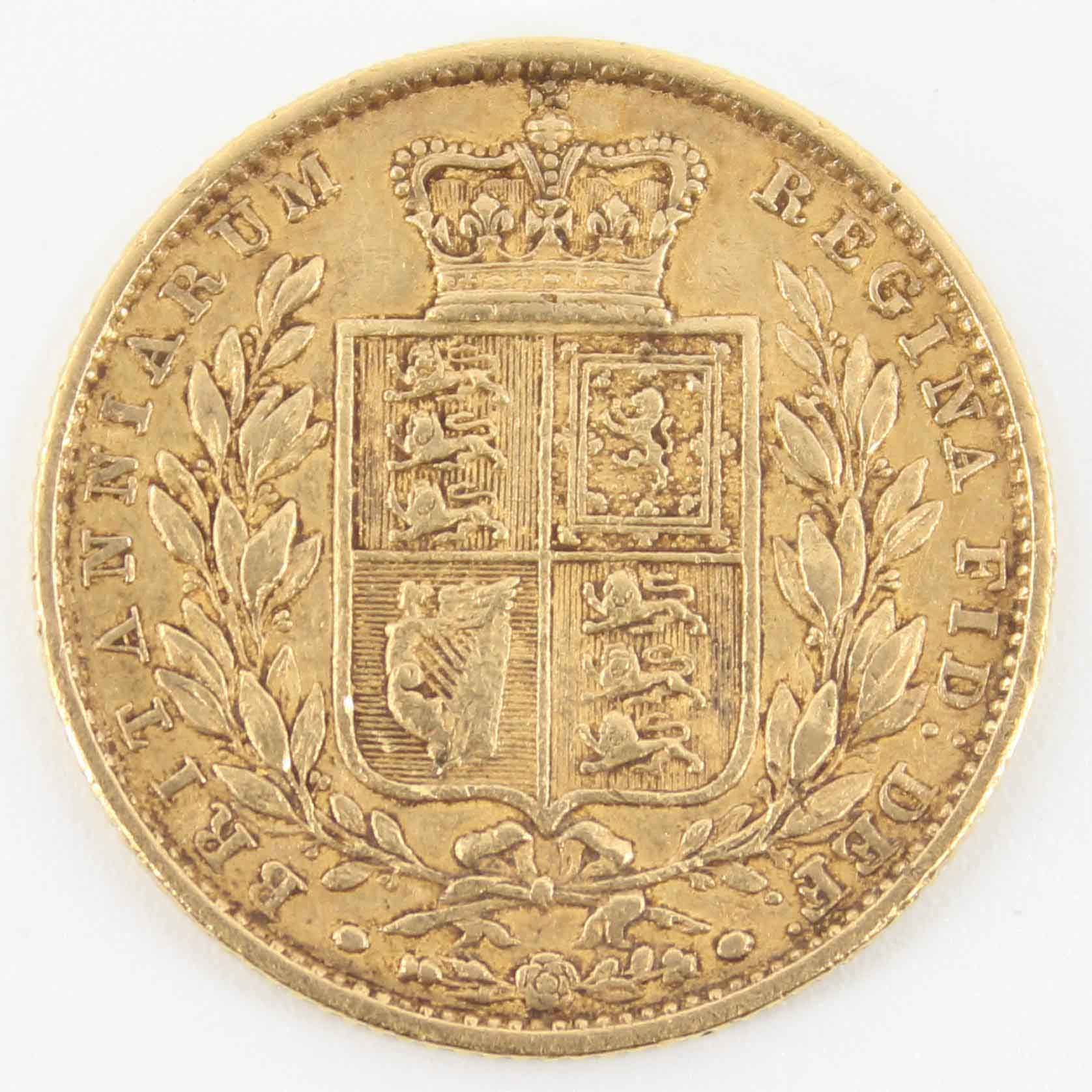 1852 Queen Victoria Sovereign Young Head / Shield Reverse