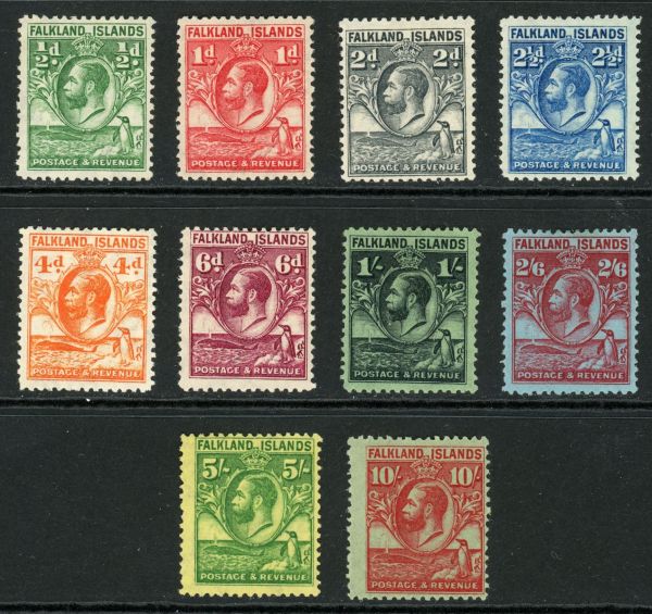 Falkland Islands 1929-37 SG.116-125 short set to 10s M/M