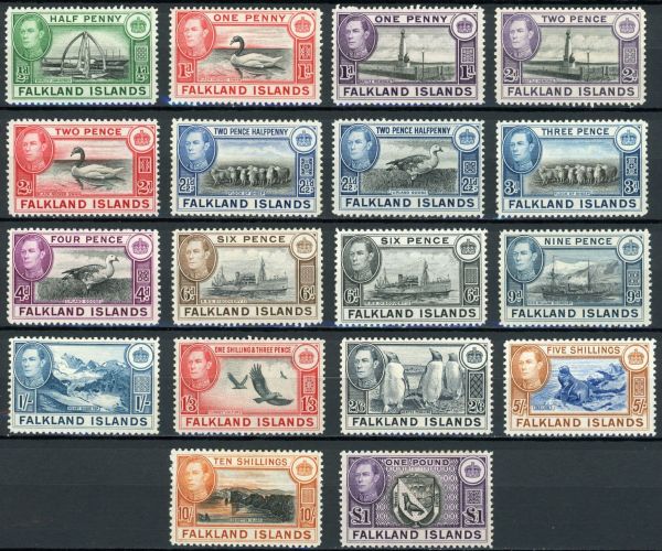 Falkland Islands 1938-1950 SG.146-163 M/M