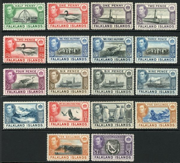 Falkland Islands 1938-50 SG.146-163 M/M