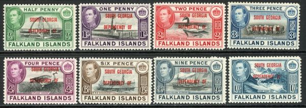 Falkland Islands Dependendecies / South Georgia 1944-45 SG.B1-B8 U/M