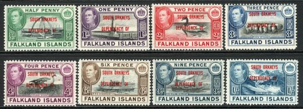 Falkland Islands Dependendecies / South Orkneys 1944-45 SG.C1-C8 U/M