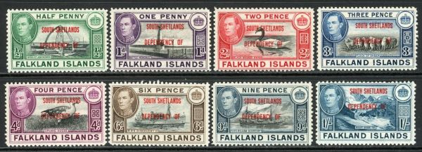 Falkland Islands Dependendecies / South Shetlands 1944-45 SG.D1-D8 U/M