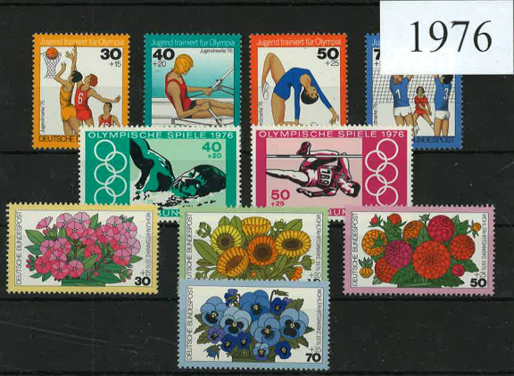 Germany Year Sets 1976 SG1768-1804 - 35 Stamps (+ 2 MS)