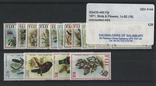 Fiji 1971 Birds & Flowers SG.435-450 U/M