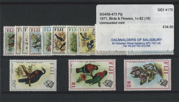 Fiji 1971 Birds & Flowers SG.459-473 U/M