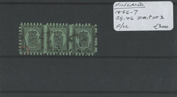 Finland 1866-7 SG.46 Strip of 3 F/U