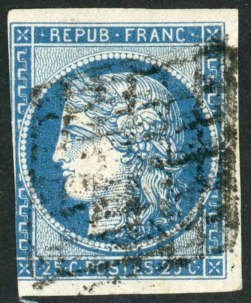 France 1849-52 SG.12 F/U 3 margin