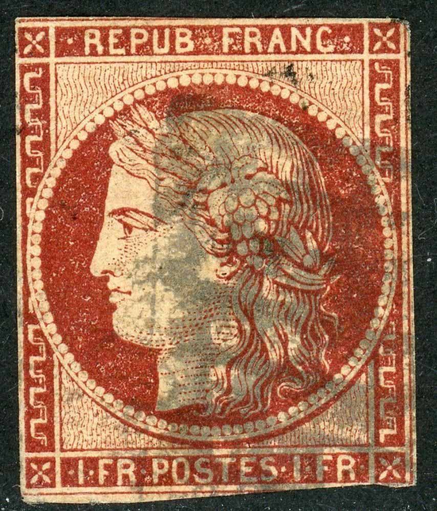 France 1849-52 SG.18 used, cut close. (Cat 1300)