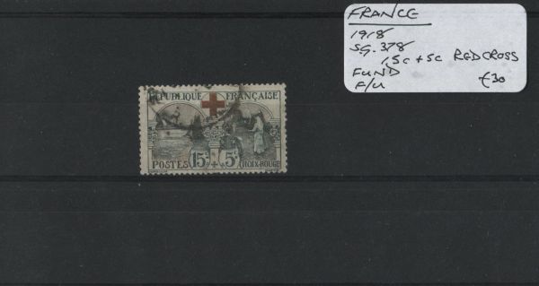 France 1918 SG.378 15c + 5c Red Cross Fund F/U