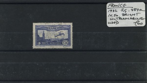 France 1932 SG.484a 1f 50c Bright Ultramarine, Used