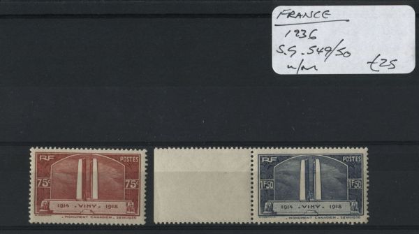 France 1936 SG.549/50 U/M (Lot 2)