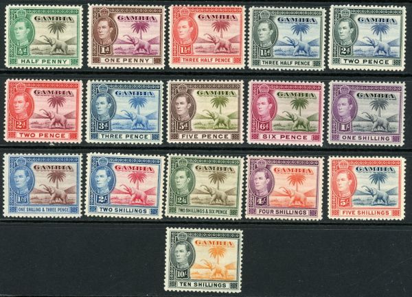 Gambia 1938-46 SG.150-161 U/M & L/M/M