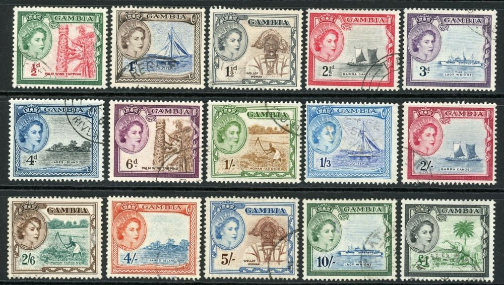 Gambia 1953-59 SG.171-185 F/U (1)