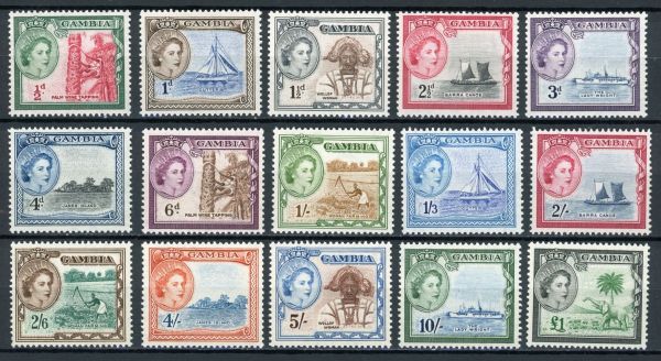 Gambia 1953-9 SG.171-185 U/M