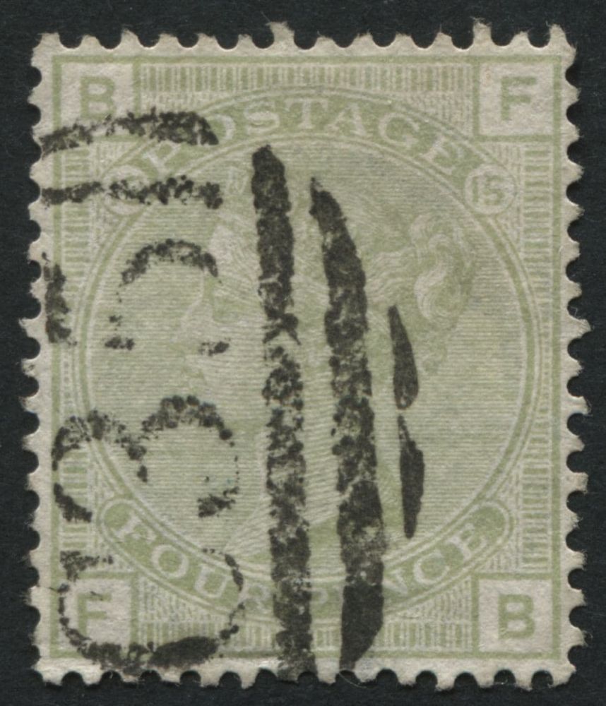 GB used in COLOMBIA Z87 1877 4d sage-Green plate 15 FB, F/U with C35 of Panama