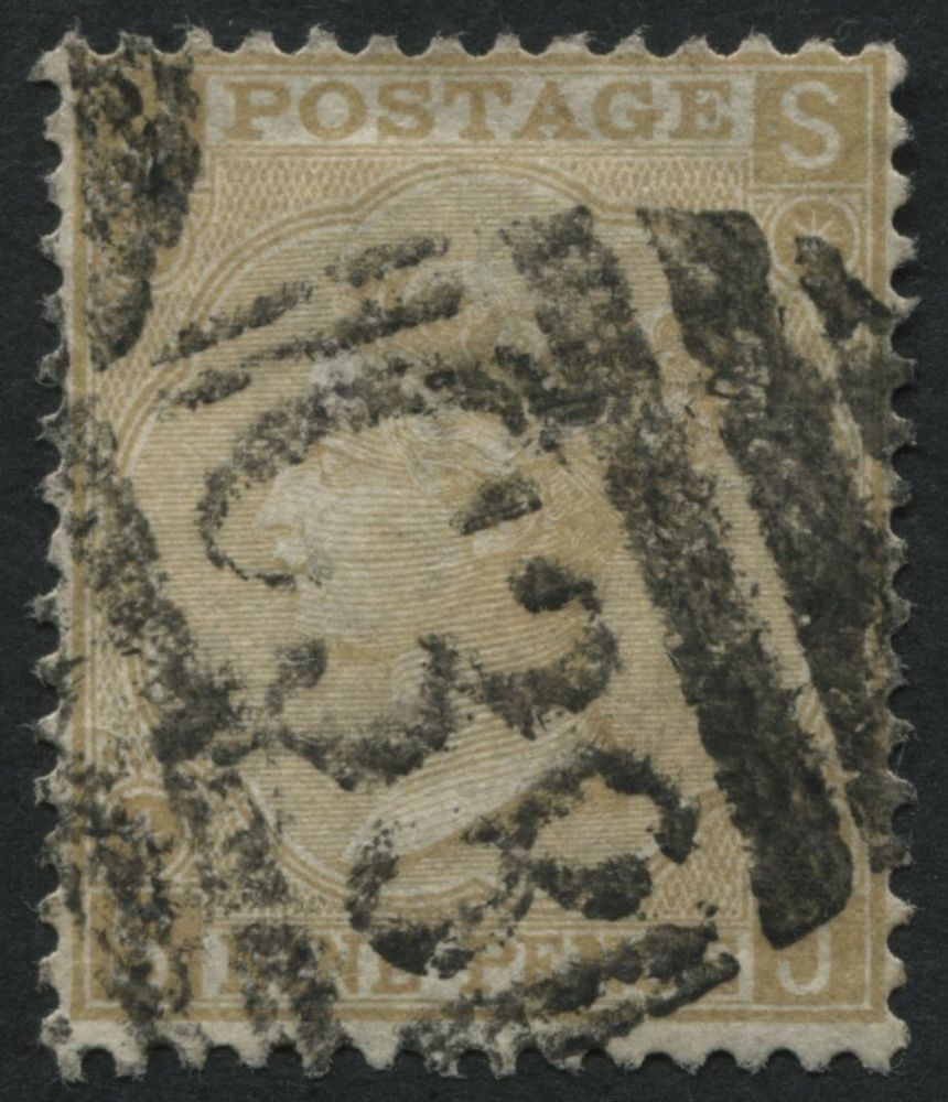 GB used in PERU Z50 1867 9d Straw SJ, F/U with bold C38 of Callao