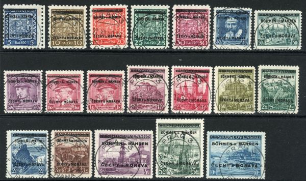 German Occupation of Bohemia and Moravia 1939 SG.1-19 F/U