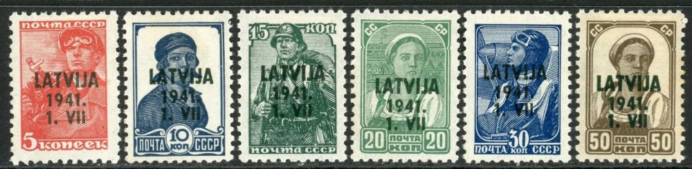 German Occupation of Latvia / General Issues 1941 SG.1-6 M/M