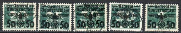 German Occupation of Poland 1940 SG.391a-391e F/U