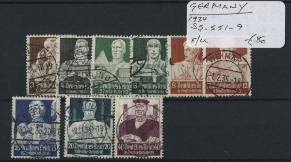 Germany 1934 SG.551-9 F/U