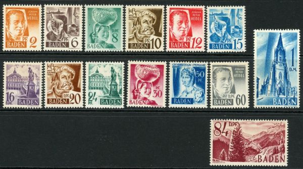 Germany / Allied Occupation / French Zone / Baden 1948-49 SG.FB14-FB27 U/M