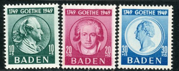 Germany / Allied Occupation / French Zone / Baden 1949 SG.FB47-FB49 U/M