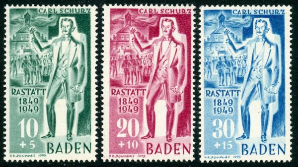 Germany / Allied Occupation / French Zone / Baden 1949 SG.FB50-FB52 M/M