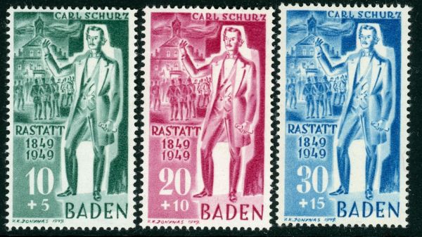 Germany / Allied Occupation / French Zone / Baden 1949 SG.FB50-FB52 U/M