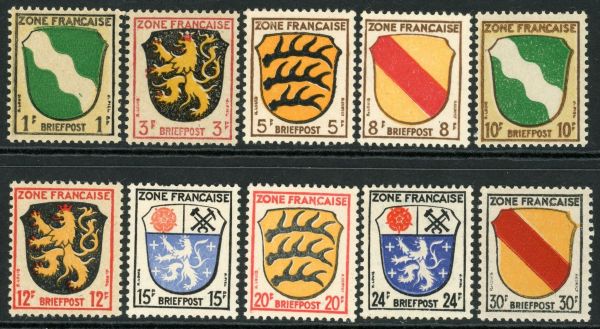 Germany / Allied Occupation / French Zone / General Issue 1945-46 SG.F1-F13 M/M