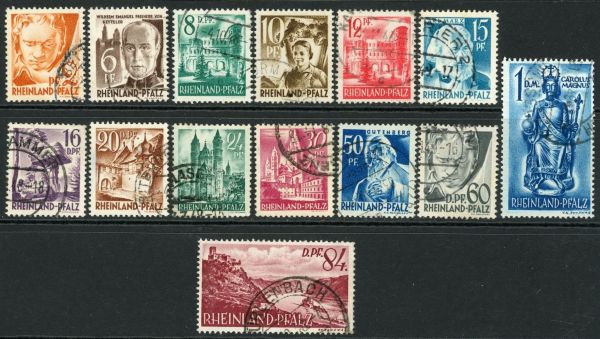 Germany / Allied Occupation / French Zone / Rhineland-Palatunate 1948 SG.FR16-FR29 F/U