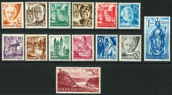 Germany / Allied Occupation / French Zone / Rhineland-Palatunate 1948 SG.FR16-FR29 U/M