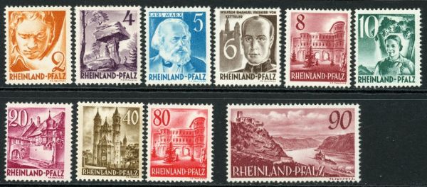 Germany / Allied Occupation / French Zone / Rhineland-Palatunate 1949 SG.FR32-FR41 U/M